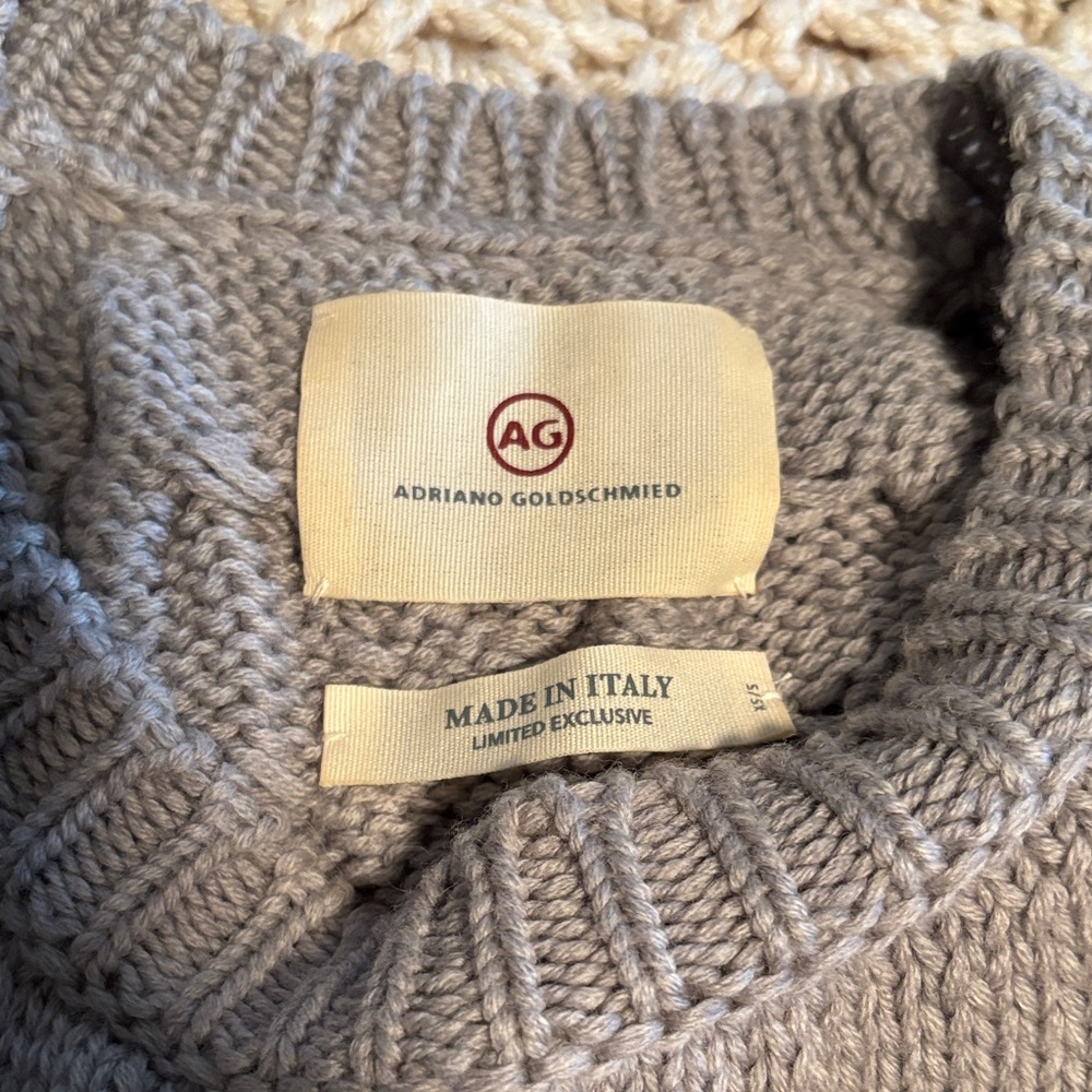 AG Adriano Goldschmied Gray Cable Knit Crewneck Sweater 100% Wool - Picture 3 of 12
